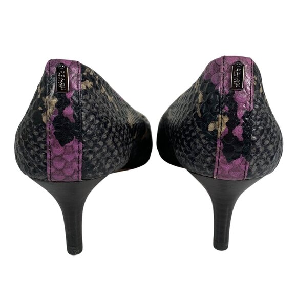 COACH Lacey Pumps Snake Skin Purple Black 2.5 Heel Leather Women's SZ 5.5B EUC - Picture 5 of 10